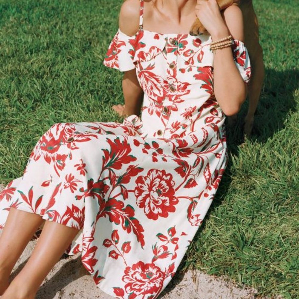 Anthropologie Oahu Beachy Linen Midi Dress